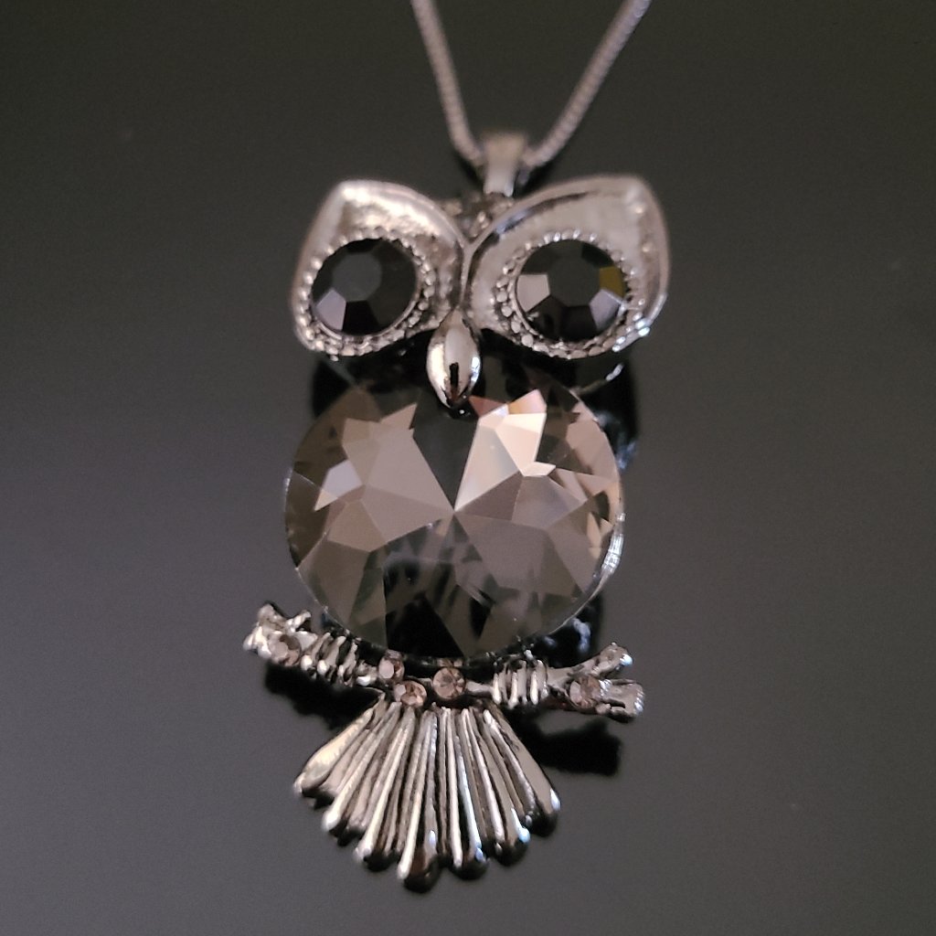 Crystal Glass Owl Pendant Necklace-Bird Pendant Necklace